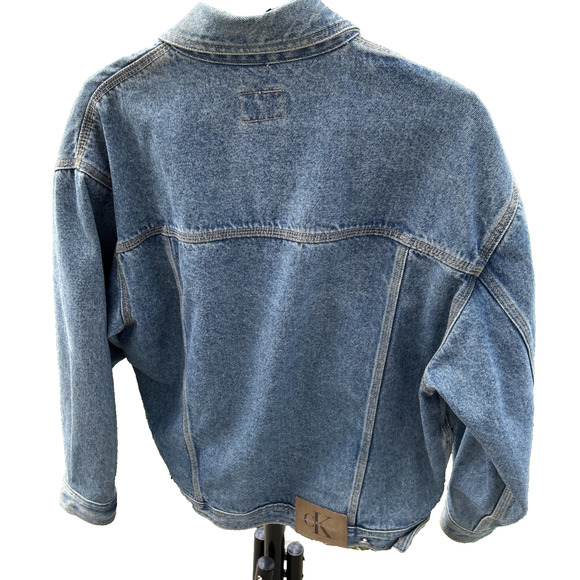 Calvin Klein Jean Trucker Jacket Size M Men’s Western Logo Patch Vintage - Picture 7 of 10